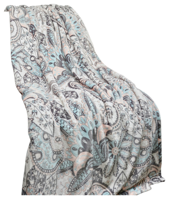 Kathy Ireland Printed Microplush Blanket, Twin Mediterranean Throws