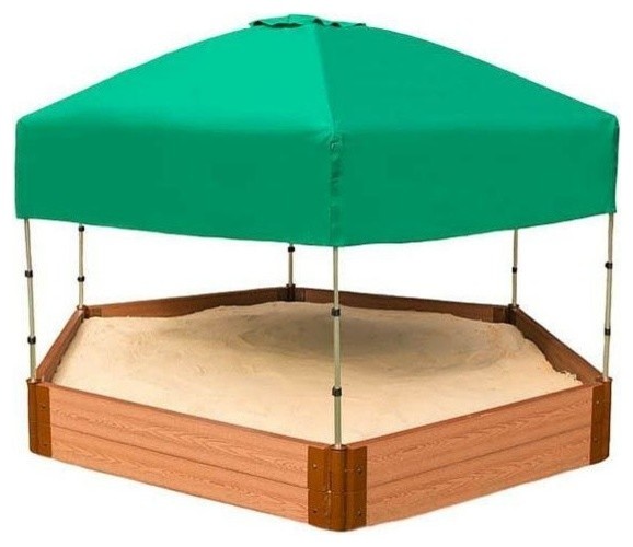 Two Inch Series 7ft.x8ft.x11" Composite Hexagon Sandbox Kit With Canopy