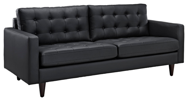 Modway Empress Bonded Leather Sofa, Black