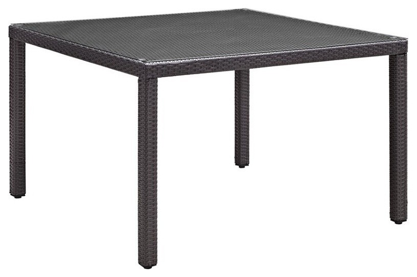 Hawthorne Collection Square Glass Top Patio Dining Table in Espresso