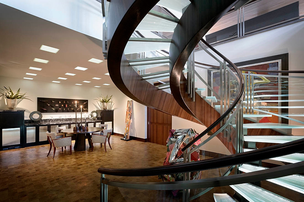 Design ideas for a contemporary spiral staircase in Orange County.