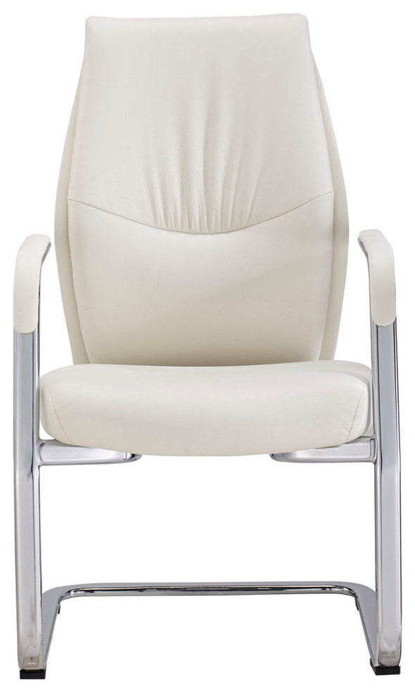 Modern Franklin Leather and Chrome Side Chair With Aluminum Base