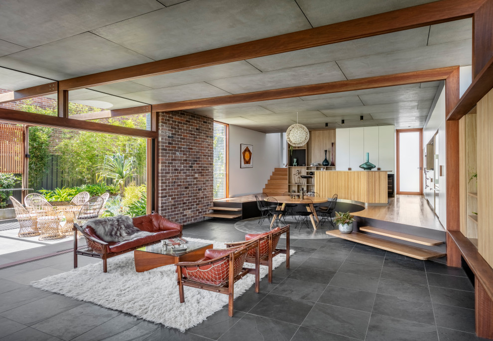 Inspiration for a midcentury living room in Sydney.