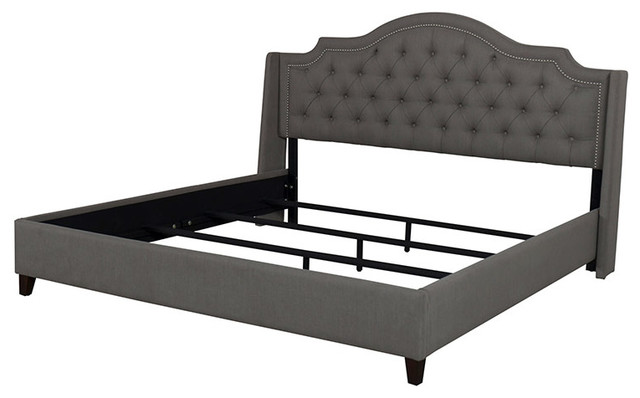 Tufted Upholstered Platform Bed With, Queen Platform Bed Upholstered Headboard