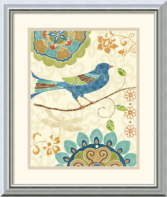 Eastern Tales Birds I Framed Print by Daphne Brissonnet