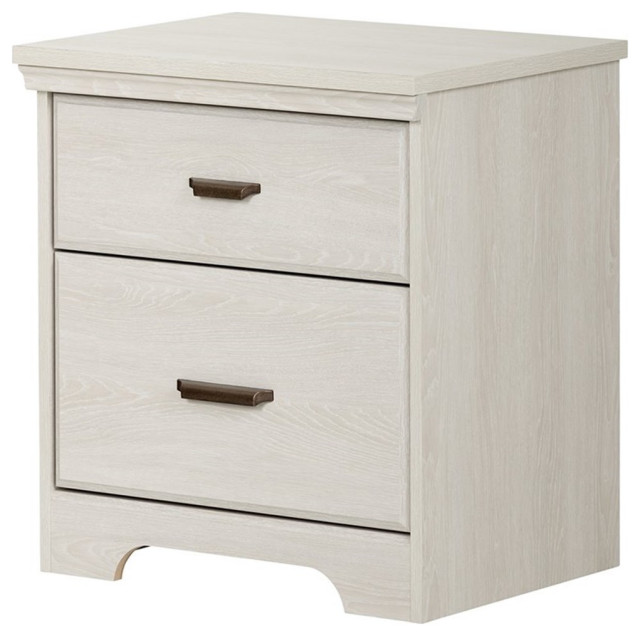 South Shore Versa 2 Drawer Nightstand in Weathered Oak Farmhouse