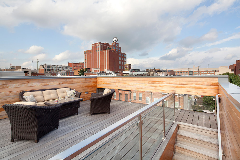 This is an example of a contemporary rooftop and rooftop deck in Baltimore.