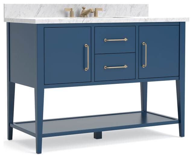 Bergen Deep Blue Bathroom Vanity 48 Transitional Bathroom Vanities And Sink Consoles By Houzz