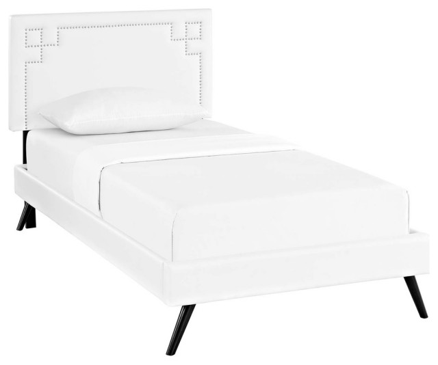 Ruthie Twin Platform Bed With Round Splayed Legs Black By Modway