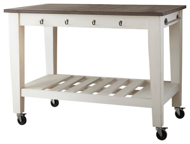 Cayla 2 Tone Kitchen Cart Farmhouse Kitchen Islands And