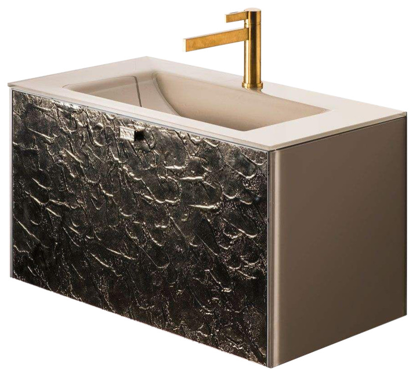 Ora Luxury Murano Glass Drop-In Single Bathroom Vanity 32", Bronze