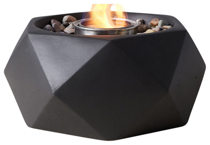 Geo Tabletop Fire Bowl With Can of Pure Fuel, Black
