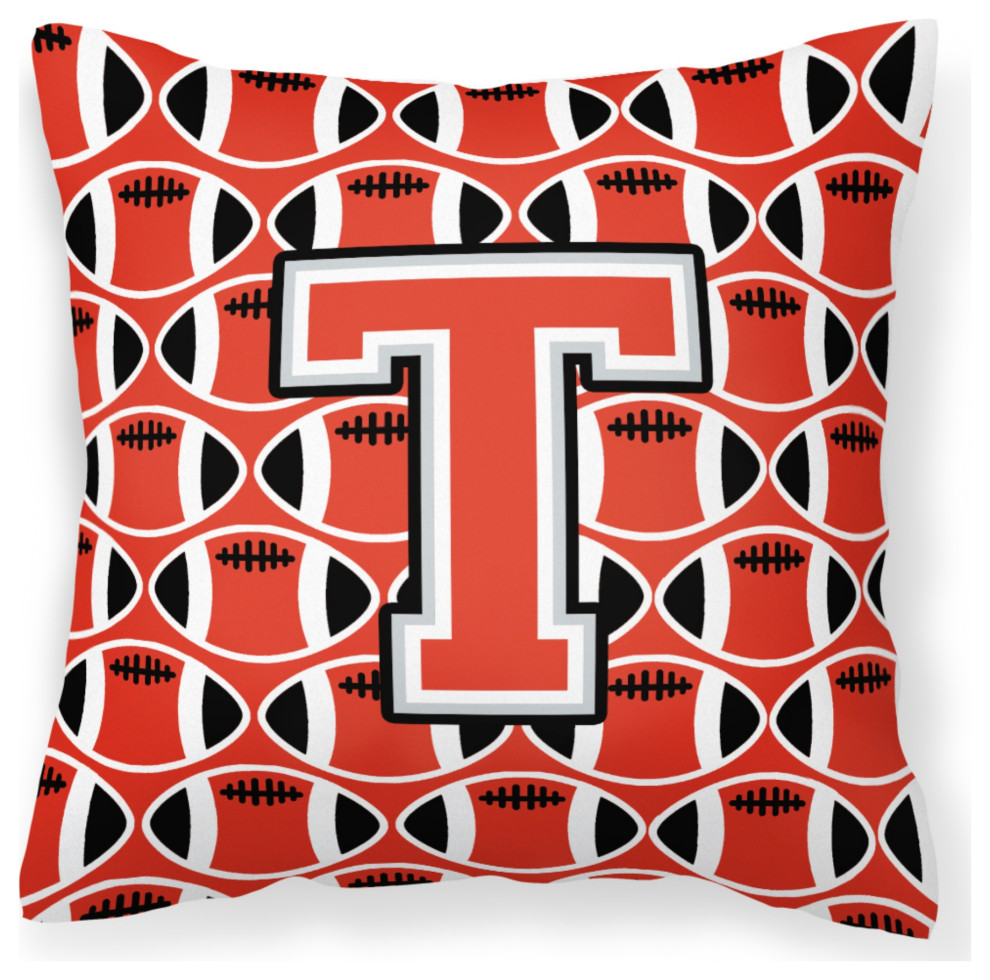 Letter T Football Scarlet and Gray Pillow, 14