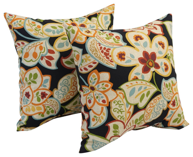 17" Square Polyester Outdoor Throw Pillows, Set of 4, Mcdorothee Ebony