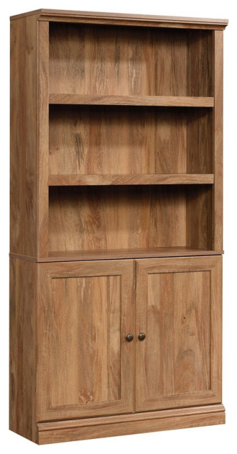 Sauder Misc Storage 3-Shelf 2-Door Tall Wood Bookcase in Sindoori Mango