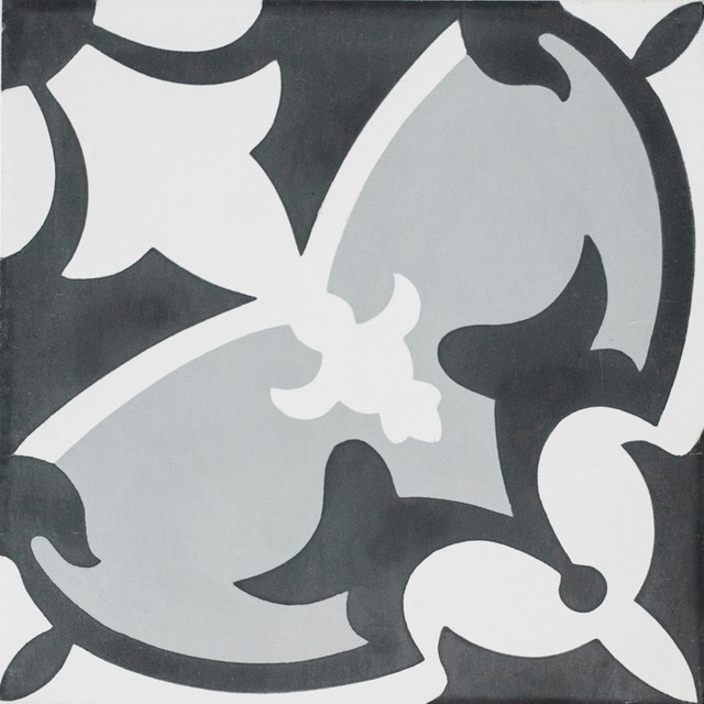 Sofia Cement Gray White Black Tile Set Of 13 8x8 Mediterranean