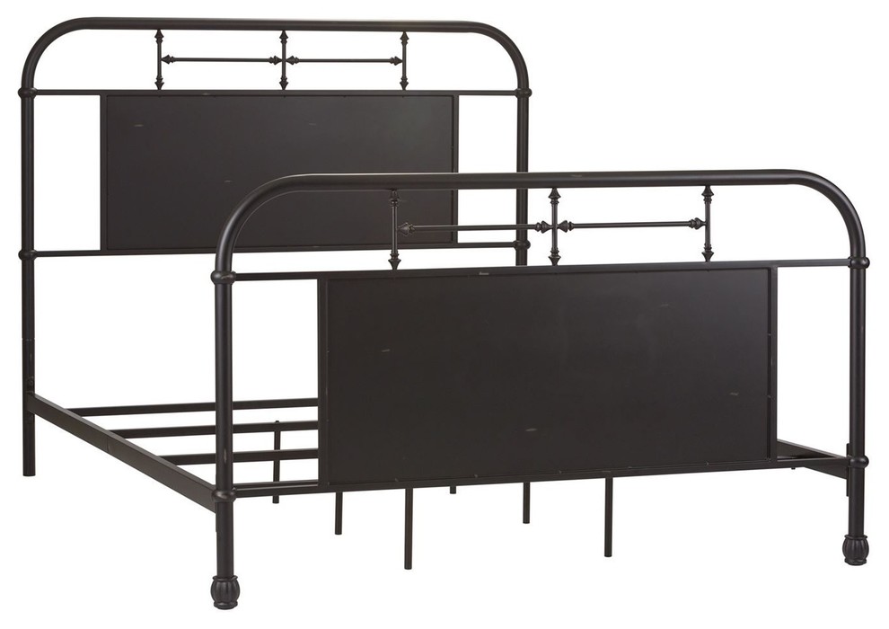 Liberty Furniture Vintage Series Metal Bed, Black, King Traditional Panel Beds by