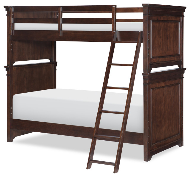 Canterbury Complete Twin Over Twin Bunk Bed, Warm Cherry