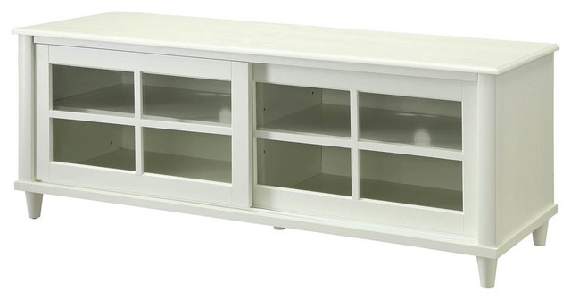 Tv Entertainment Center White Finish Transitional Tv Entertainment Center White Finish