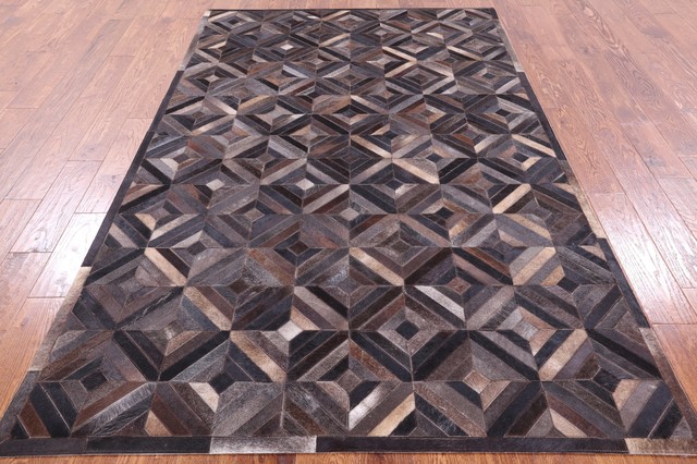 5' X 8' Hand Stitched Natural Cowhide Rug - Q2764, 5' 0