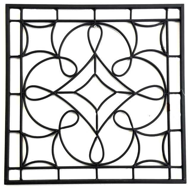 Jenna Transitional 20 Square Indoor Outdoor Wrought Iron Wall Jenna Transitional 20 Square Indoor Outdoor Wrought Iron Wall Plaque