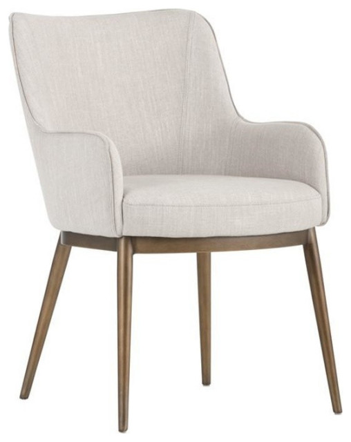 Salena Dining Chair, Beige Linen Set of 2 Midcentury Dining Chairs
