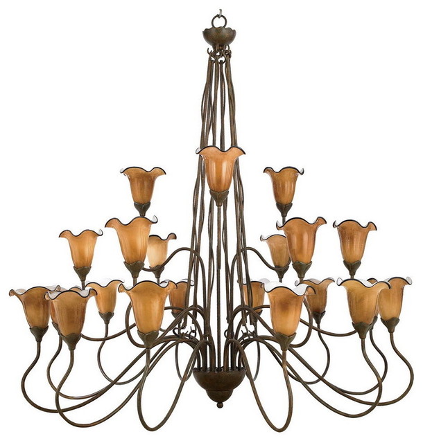 Mediterranean Patina And Art Glass 21 Light Chandelier Mediterranean Patina And Art Glass 21