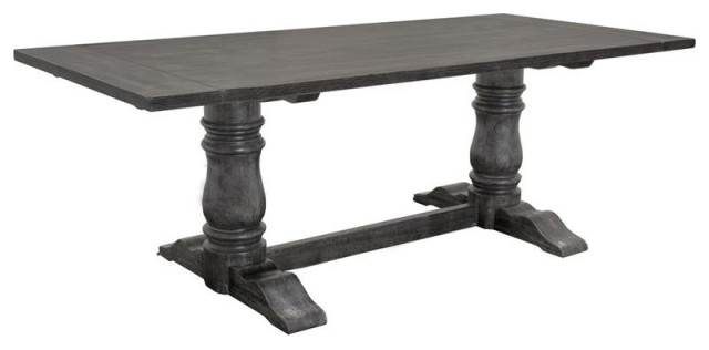 Best Master Solid Wood Rectangular Dining Table in Rustic Smoked Gray
