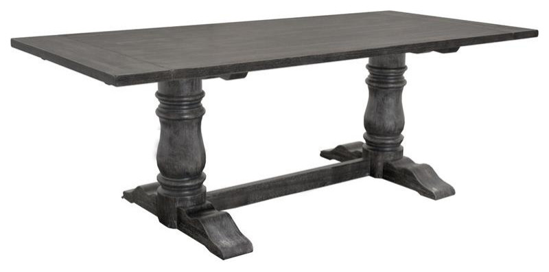 Best Master Solid Wood Rectangular Dining Table in Rustic Smoked Gray