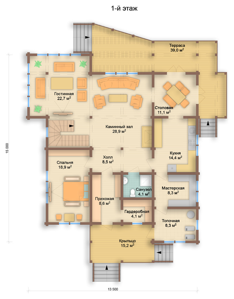 Дом из клеёного бруса Neoclassical Style 250