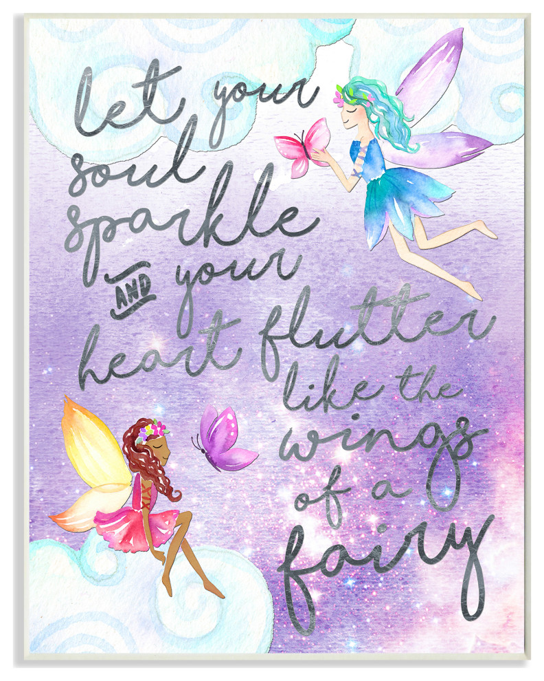 Stupell Industries Let Your Soul Sparkle Fairies Painting, 13"x19", Wood