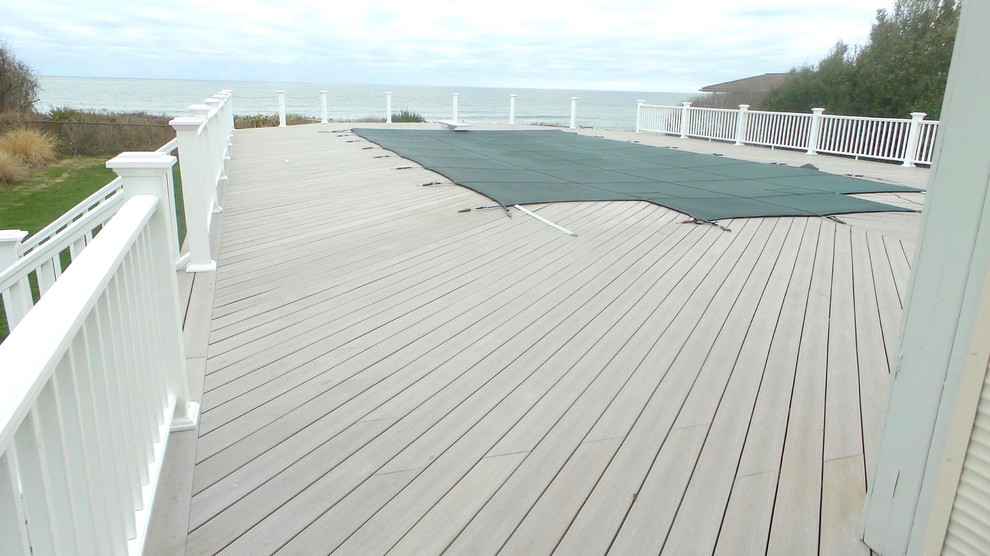 Deck - large transitional backyard deck idea in New York with no cover