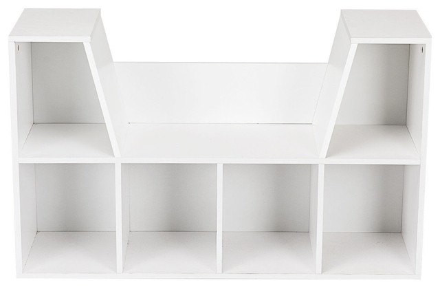 Modern 6 Cubby Kid Storage Bookcase, White Storage Bookcase