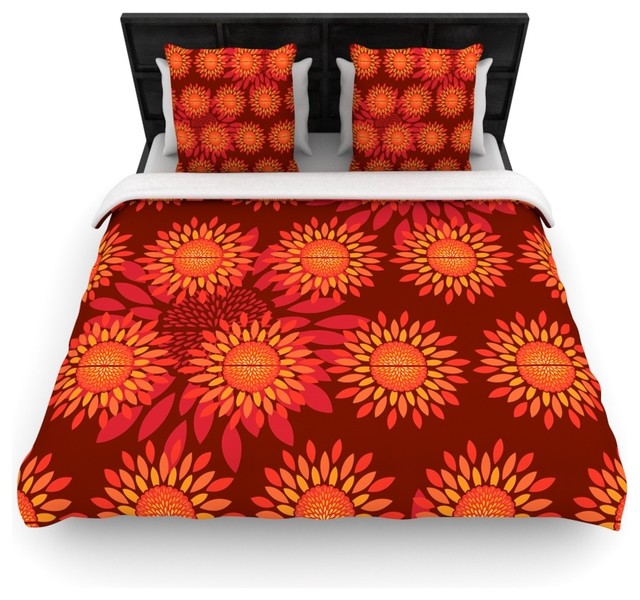 Yenty Jap Sunflower Season Orange Red Duvet Cover Contemporary Yenty Sunflower Season Orange Red Cotton Duvet Cover Twin 68 X88