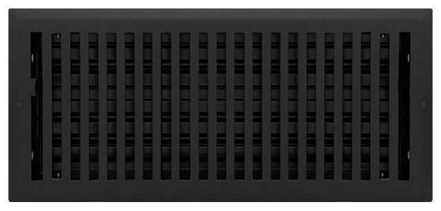 Black Contemporary Steel Floor Register, 6"x12"