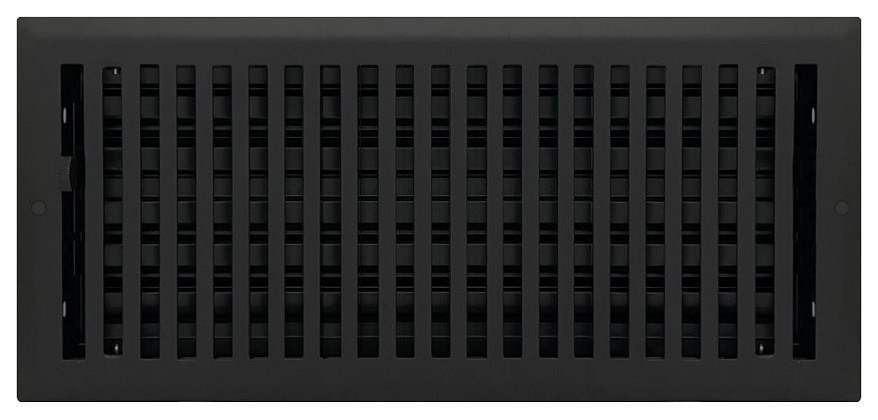 Black Contemporary Steel Floor Register, 6"x12"