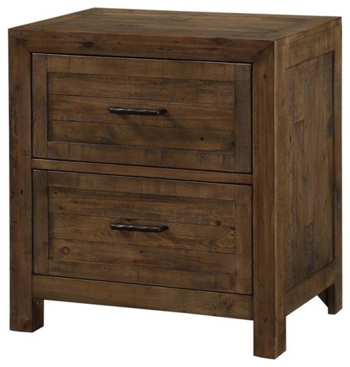 Pemberly Row Bannow 2 Drawer Nightstand In Caramel Brown Rustic Nightstands And Bedside Tables By Homesquare