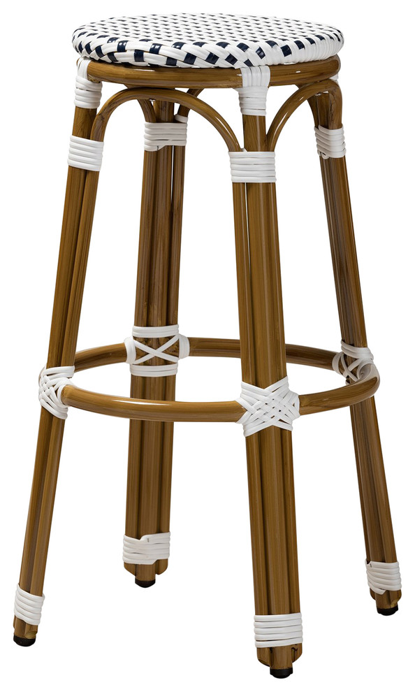 Johann Classic French Indoor/Outdoor Navy and White Bamboo Bistro Bar