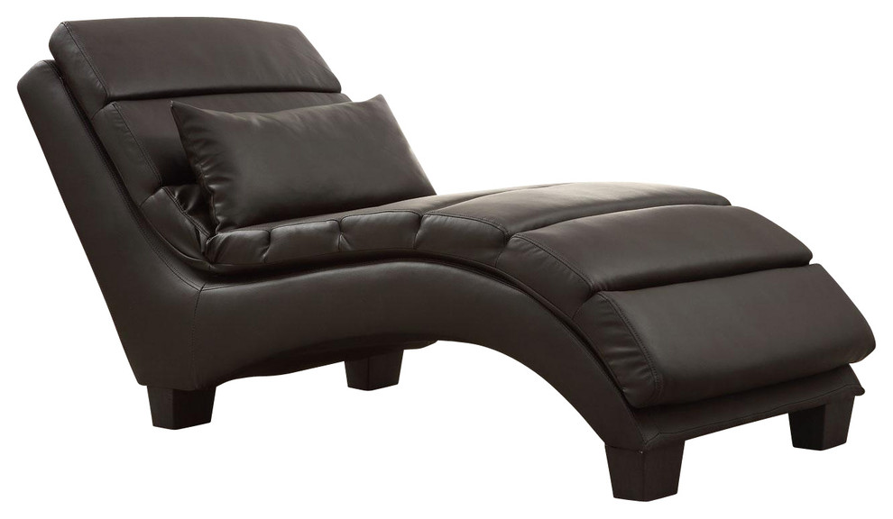 Modern Brown Bonded Leather Match Upholstered Chaise Accent Seating