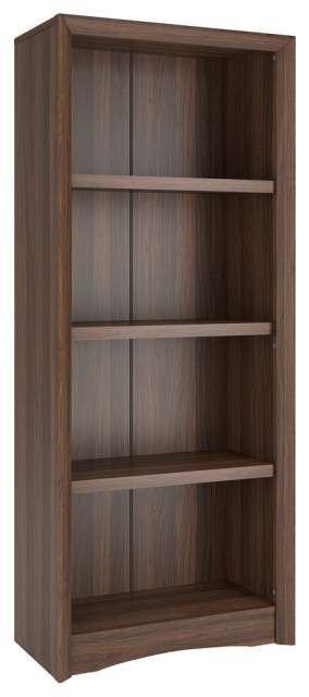 Quadra 59" Tall Bookcase, Walnut Faux Woodgrain Finish
