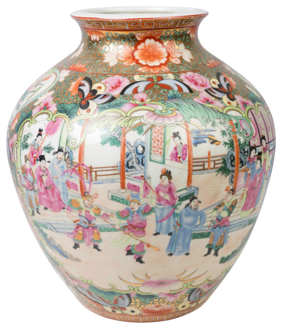 Oriental Rose Medallion Porcelain Vase 12" - Asian - Vases - by William  Sung | Houzz