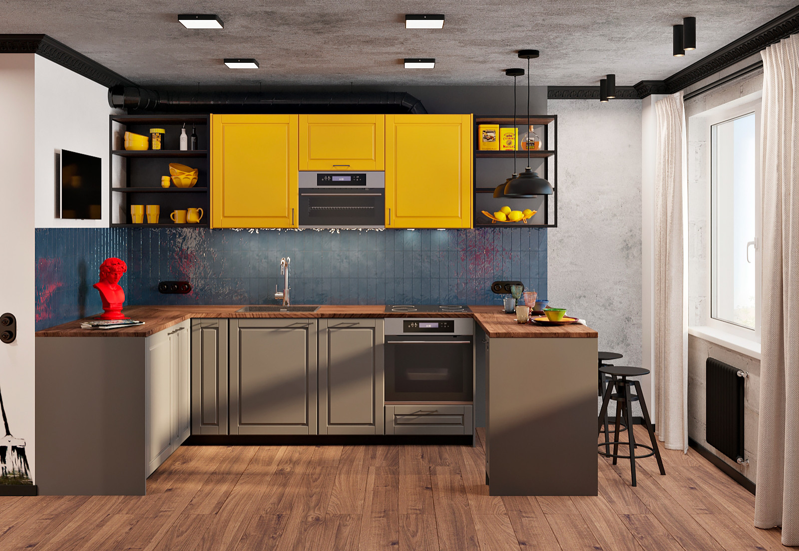 кухня  в стиле лофт