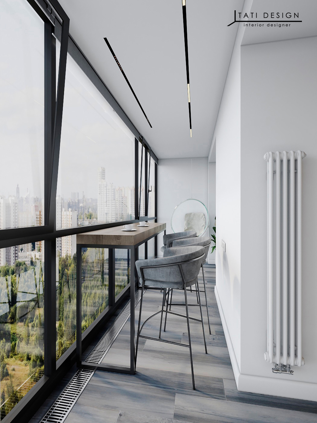 Квартира студия с панорамными окнами.