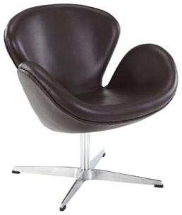 Wing Leather Lounge Chair in Brown