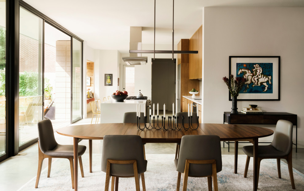 Dining room - mid-century modern dining room idea in Austin