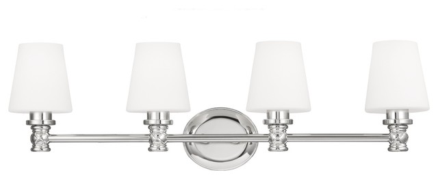 xavierre 4-Light Vanity, Polished Nickel With Opal Etched Cased