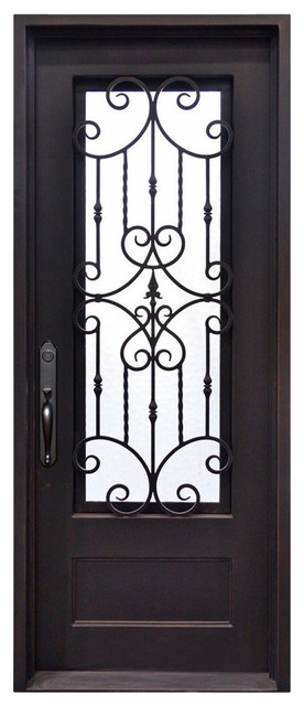 Estrella 39"x81" Wrought Iron Door, 6" Jamb, Aged Bronze Patina, Aged Bronze Pat