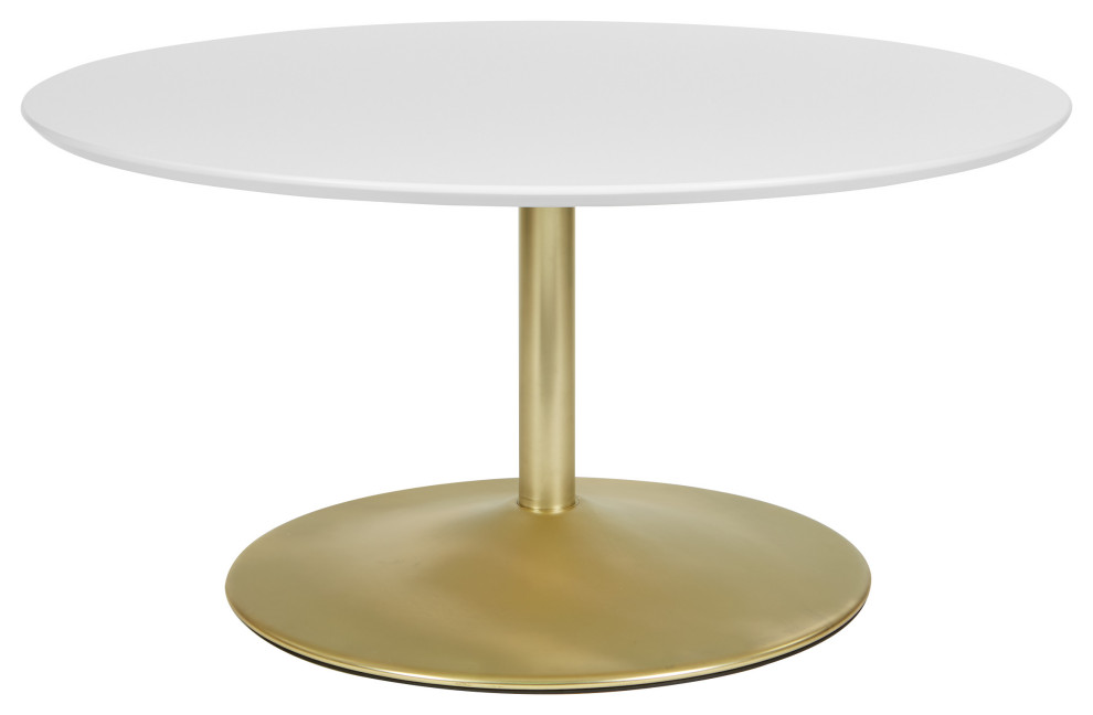 Flower Coffee Table With White Top and Brass Base Modern Console