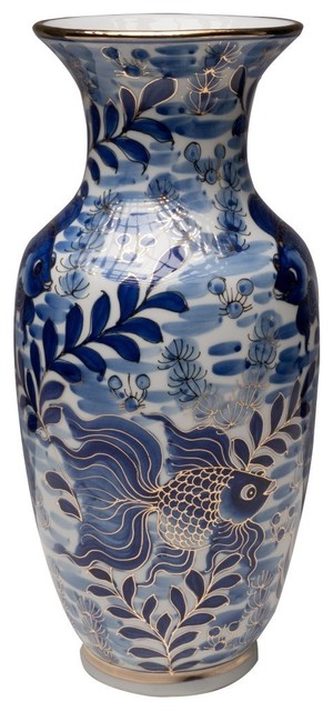 blue outline ceramic vase