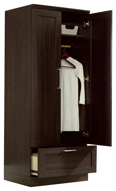 Bedroom Wardrobe Armoire Cabinet Dark Brown Oak Wood Finish Bedroom Wardrobe Armoire Cabinet Dark Brown Oak Wood Finish Transitional Armoires And